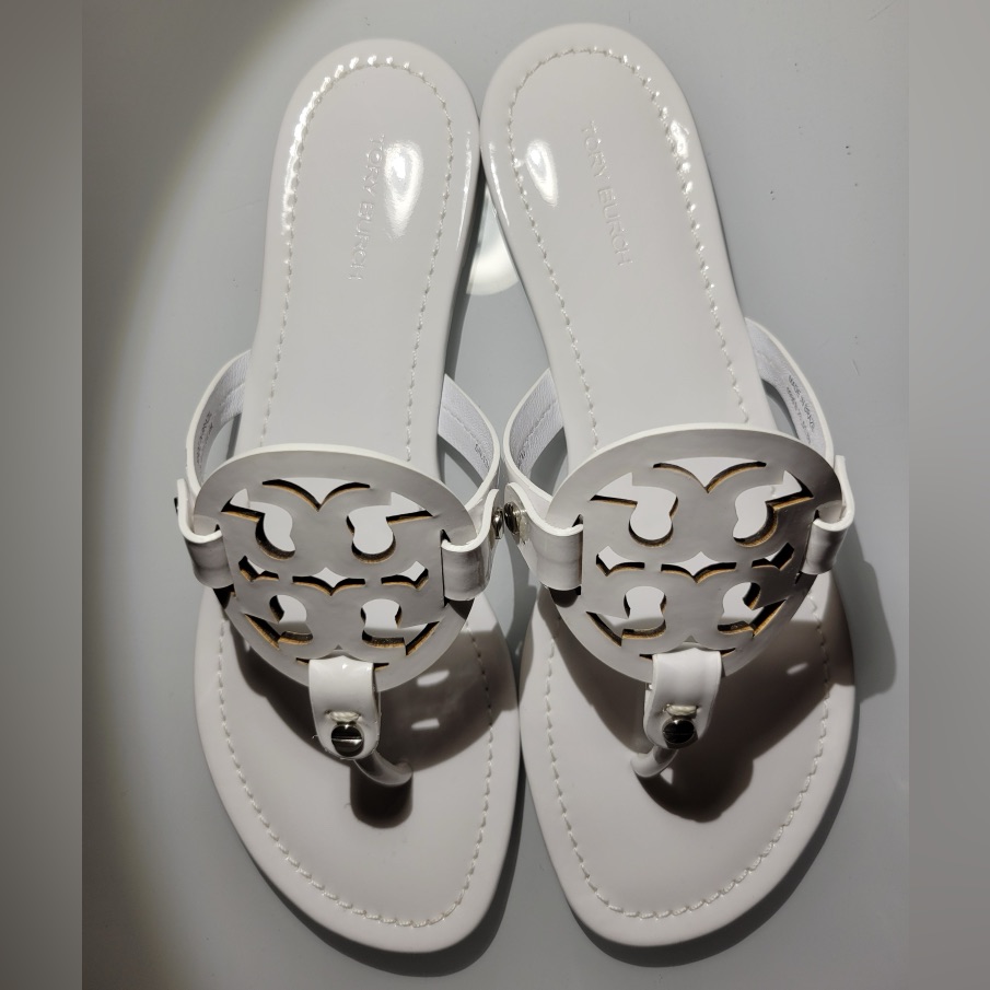 Tory Burch White Logo Sandals